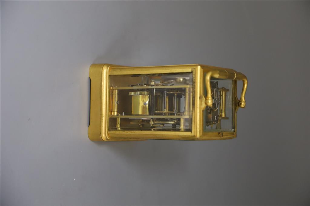 Drocourt & Co. A 19th century French quarter repeating carriage alarm clock